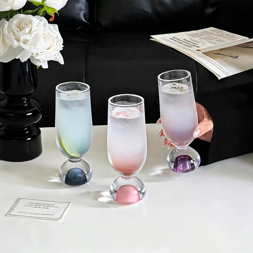 Wine Beer Tasting - Glassware Round Bottom Glass Stemmed Cup