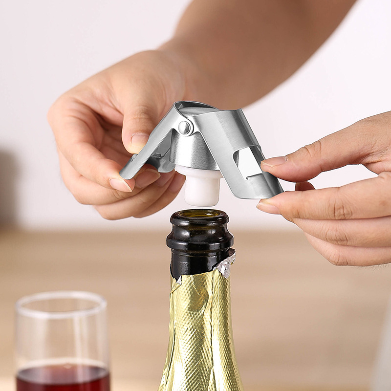 Wine Beer Bottle - Portable Steel Champagne Bottle Stopper Shiny