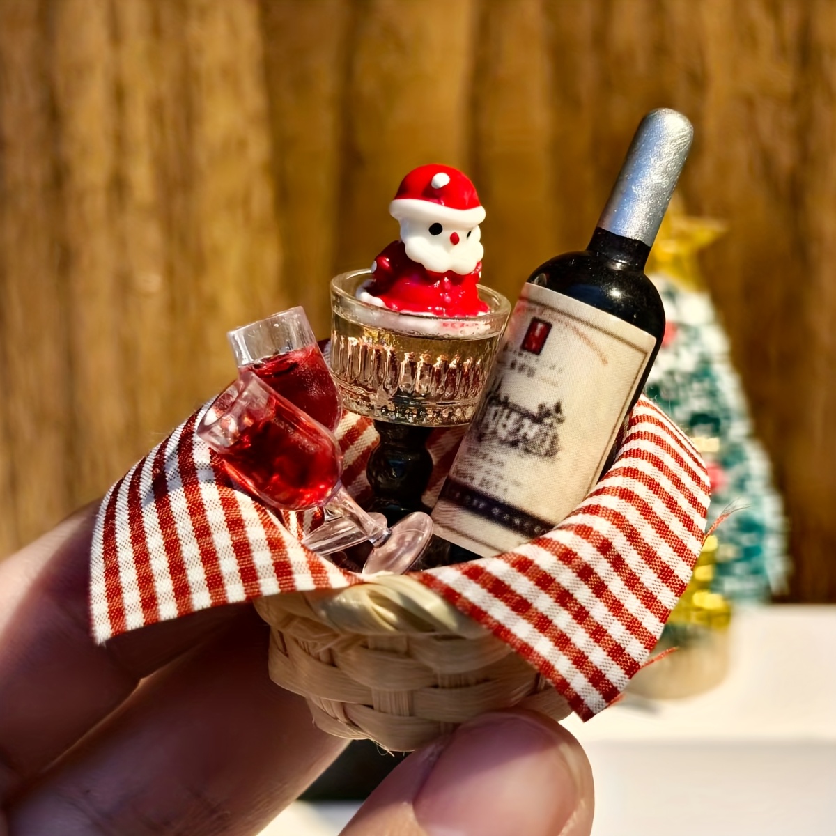 Wine Beer Bottle - 1/12 Scale Miniature Christmas Wine Basket