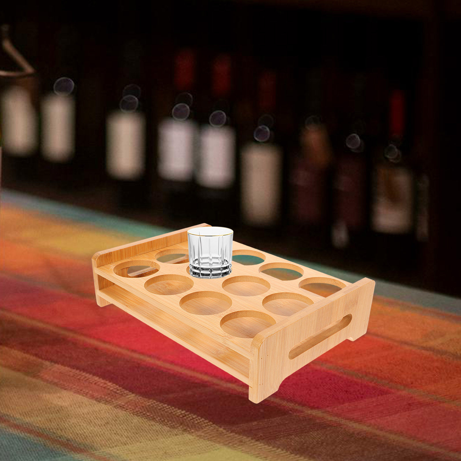 Bamboo Shot Glasses Holder Dis - Wine Beer Bar ulasan dan harga